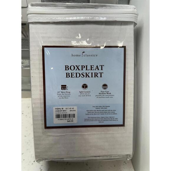 Home Classics Boxpleat Bedskirt BRAUN King Split Corners NIP 78” x 80” - 15” - Picture 2 of 2